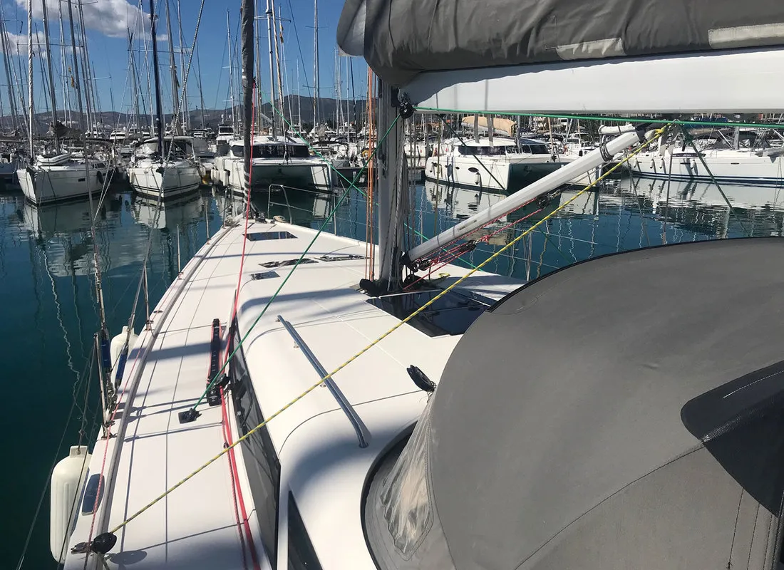 Deck of More Amore, a More 55 sailboat at Grad Kaštela, Croatia