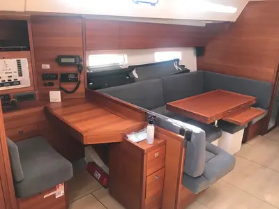 Salon of More Amore, a More 55 sailboat at Grad Kaštela, Croatia