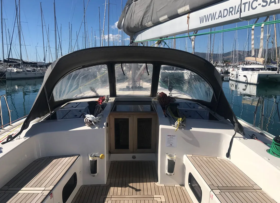 Deck of More Amore, a More 55 sailboat at Grad Kaštela, Croatia