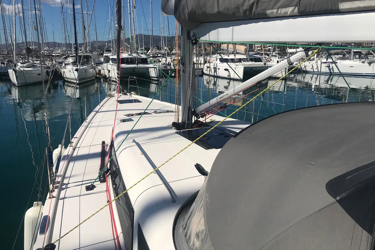Deck of More Amore, a More 55 sailboat at Grad Kaštela, Croatia