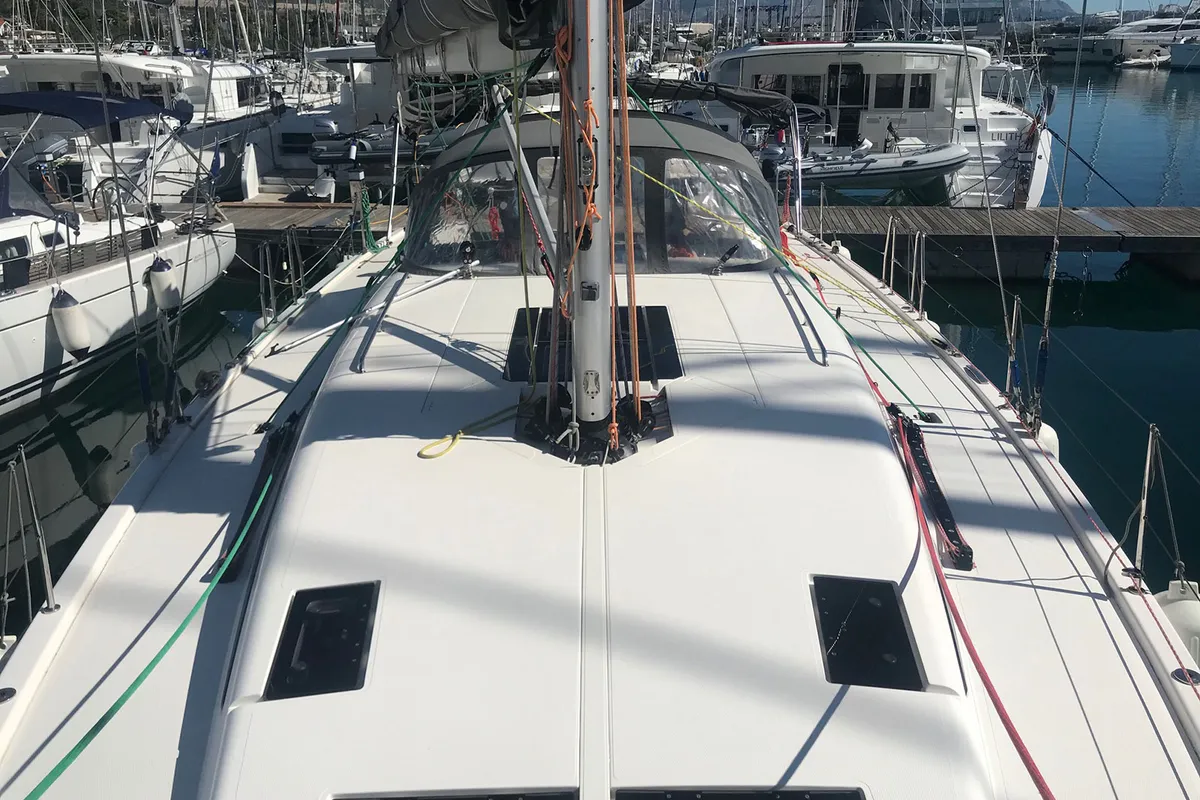 Deck of More Amore, a More 55 sailboat at Grad Kaštela, Croatia
