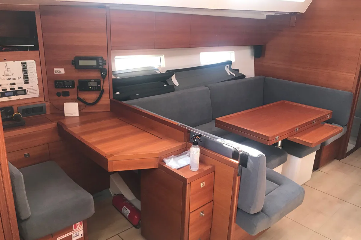 Salon of More Amore, a More 55 sailboat at Grad Kaštela, Croatia