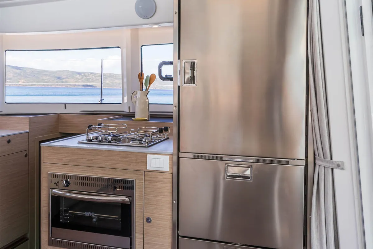 Cabin on Emilius, a Lagoon 38 catamaran at Palma de Mallorca, Spain