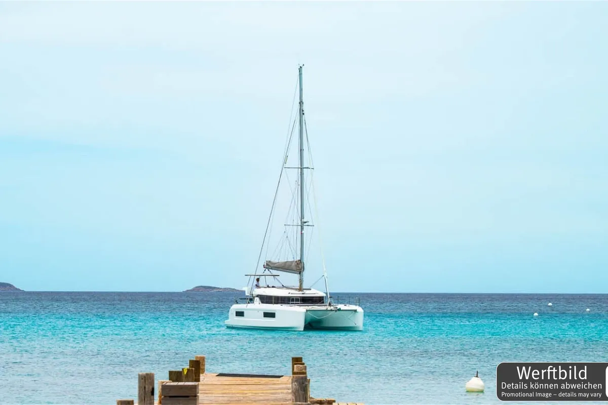 Deck of Emilius, a Lagoon 38 catamaran at Palma de Mallorca, Spain