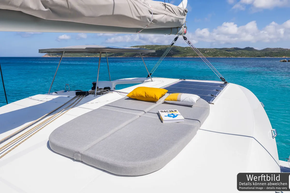Deck of Emilius, a Lagoon 38 catamaran at Palma de Mallorca, Spain