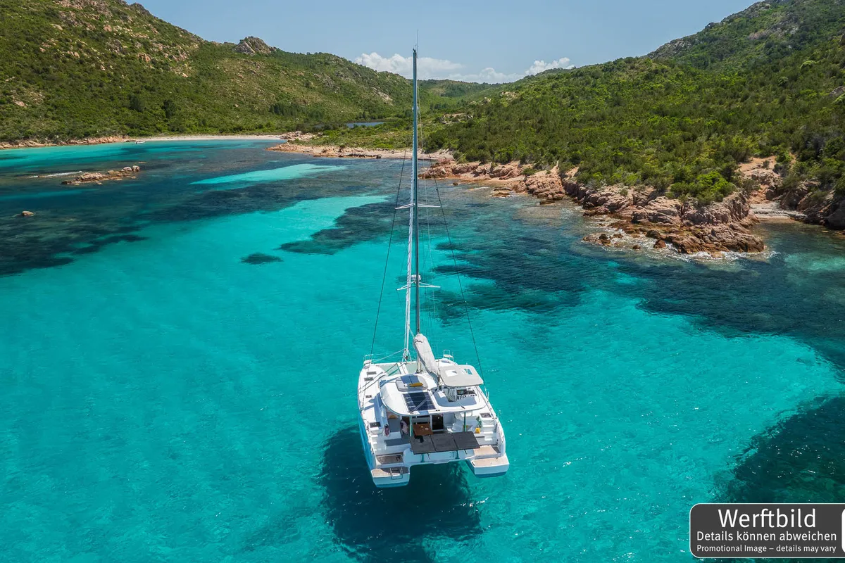 Deck of Emilius, a Lagoon 38 catamaran at Palma de Mallorca, Spain