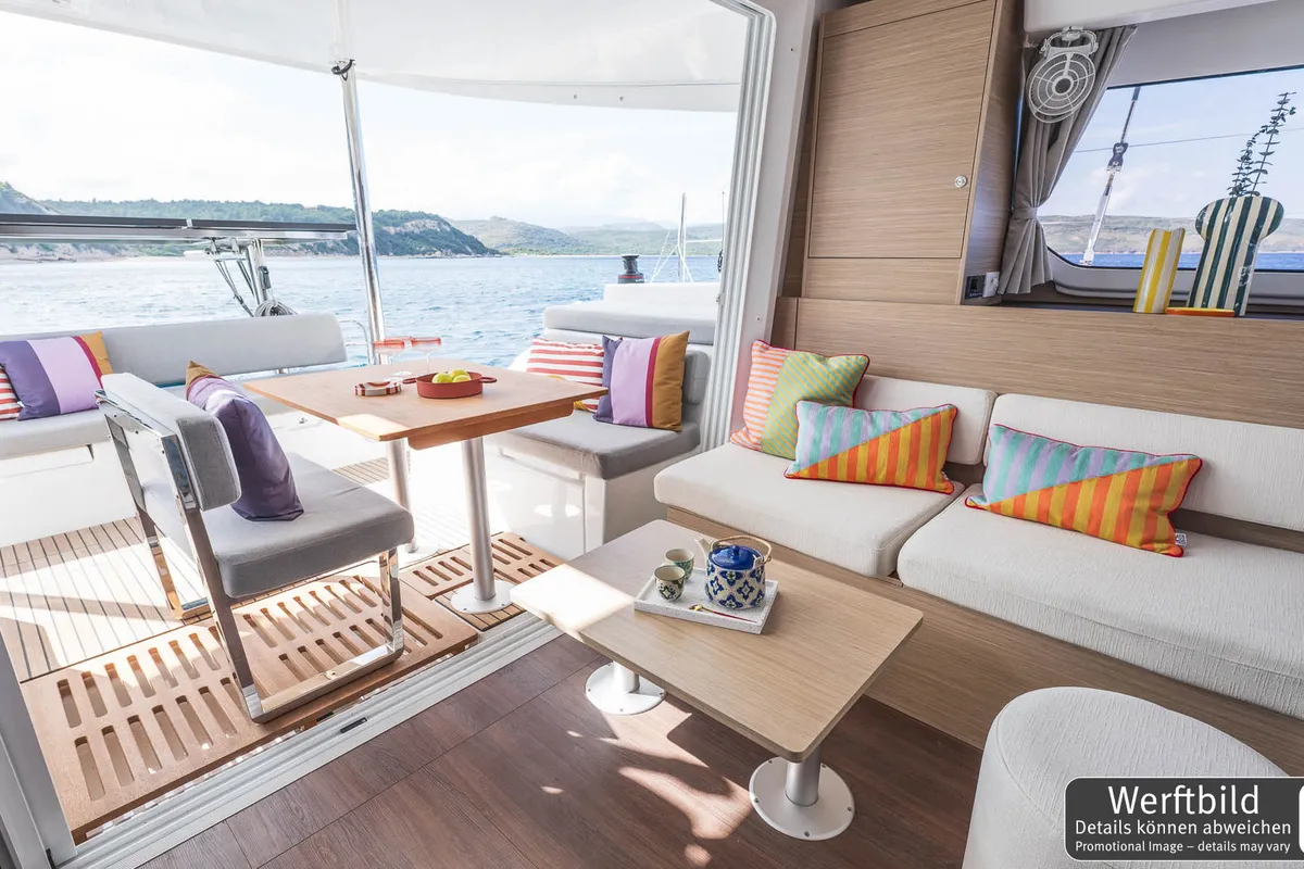 Galley of Emilius, a Lagoon 38 catamaran at Palma de Mallorca, Spain