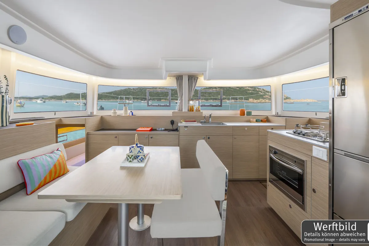 Deck of Emilius, a Lagoon 38 catamaran at Palma de Mallorca, Spain