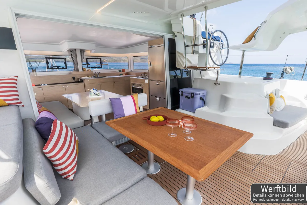 Cabin on Emilius, a Lagoon 38 catamaran at Palma de Mallorca, Spain