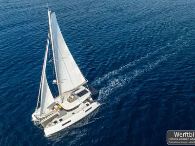 Deck of Emilius, a Lagoon 38 catamaran at Palma de Mallorca, Spain