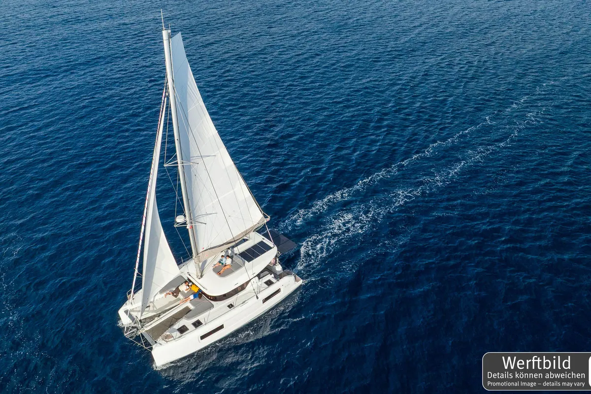 Deck of Emilius, a Lagoon 38 catamaran at Palma de Mallorca, Spain