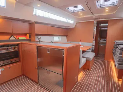Galley of Black Velvet, a Bavaria C45 sailboat at Kontokali, Greece