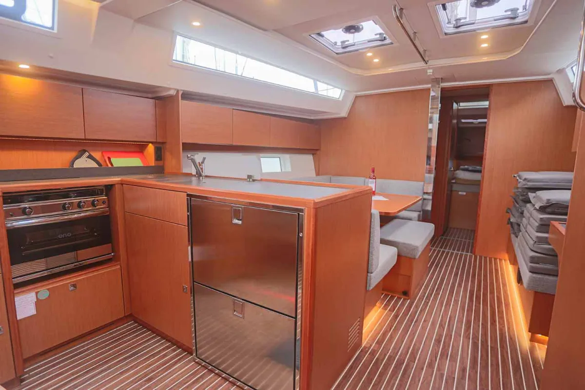 Galley of Black Velvet, a Bavaria C45 sailboat at Kontokali, Greece