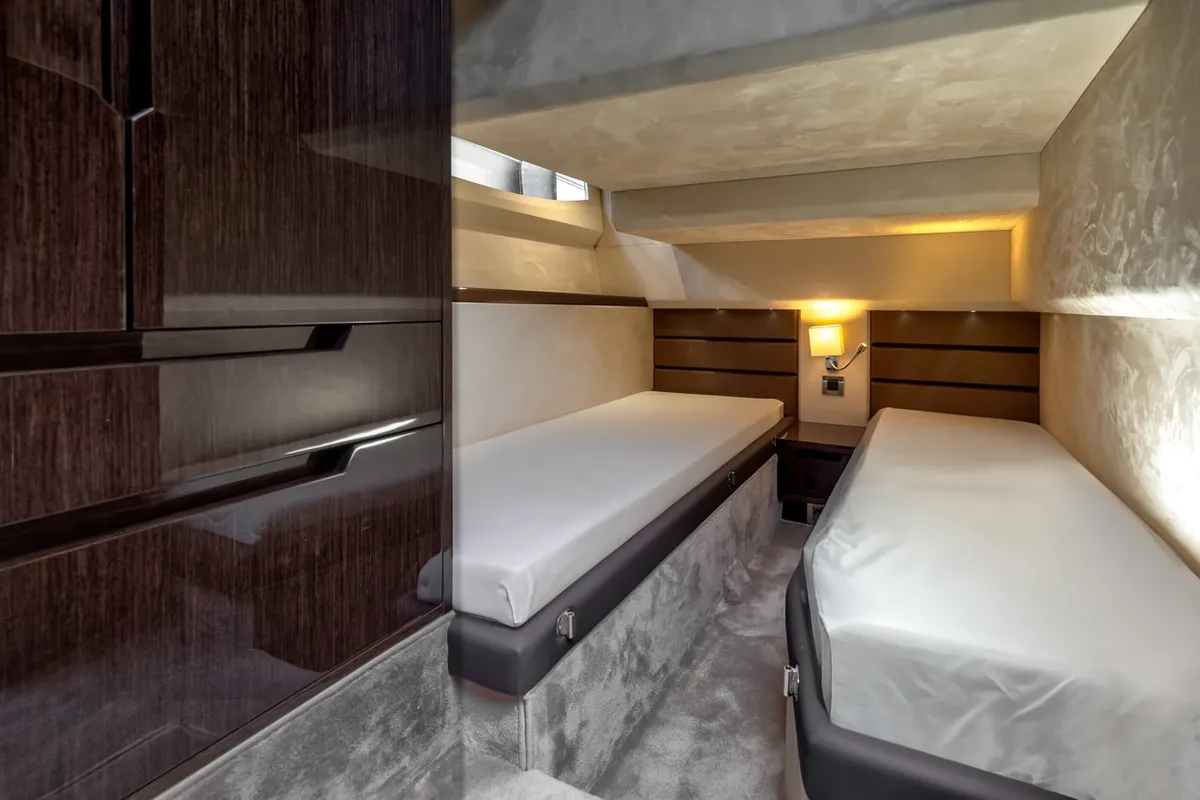 Cabin on Amber Blue, a Galeon 420 Fly motor yacht at Općina Sukošan, Croatia