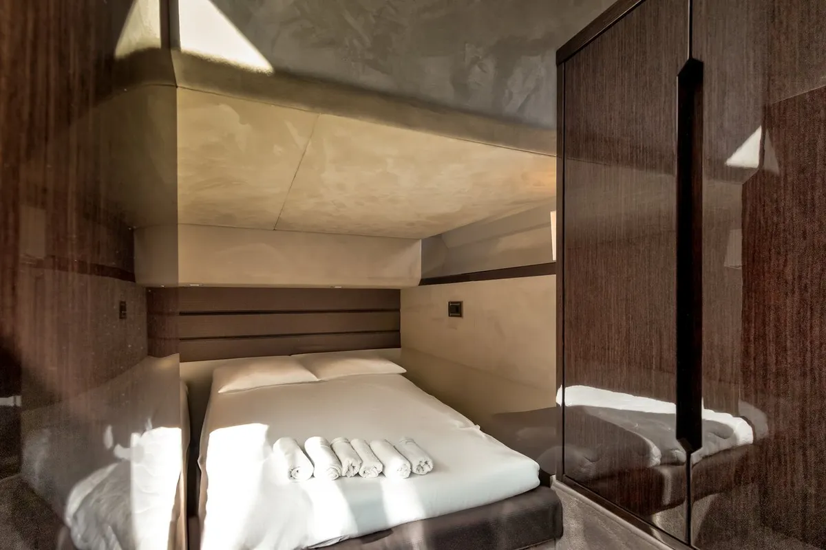 Cabin on Amber Blue, a Galeon 420 Fly motor yacht at Općina Sukošan, Croatia
