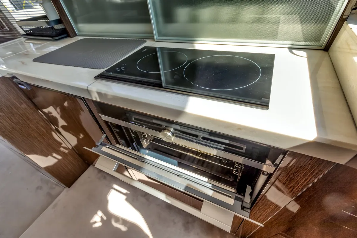 Galley of Amber Blue, a Galeon 420 Fly motor yacht at Općina Sukošan, Croatia