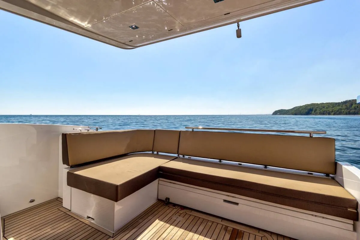 Cockpit of Amber Blue, a Galeon 420 Fly motor yacht at Općina Sukošan, Croatia