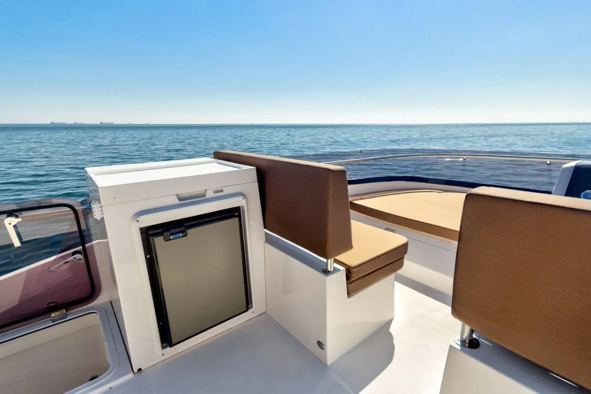 Deck of Amber Blue, a Galeon 420 Fly motor yacht at Općina Sukošan, Croatia