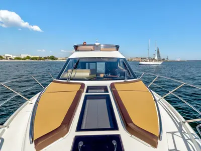 Salon of Amber Blue, a Galeon 420 Fly motor yacht at Općina Sukošan, Croatia