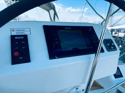 Cockpit of DELTA, a Hanse 458 sailboat at Novi Vinodolski, Croatia