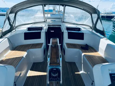 Deck of DELTA, a Hanse 458 sailboat at Novi Vinodolski, Croatia