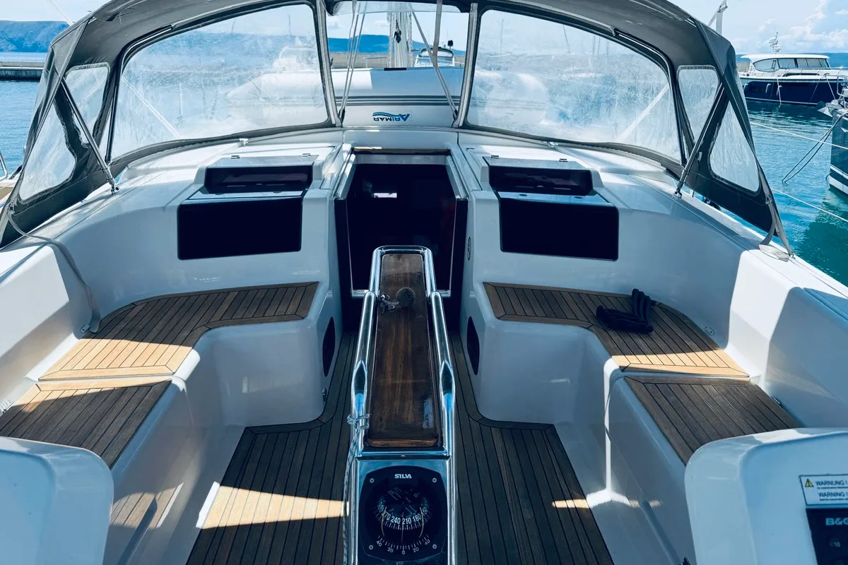 Deck of DELTA, a Hanse 458 sailboat at Novi Vinodolski, Croatia