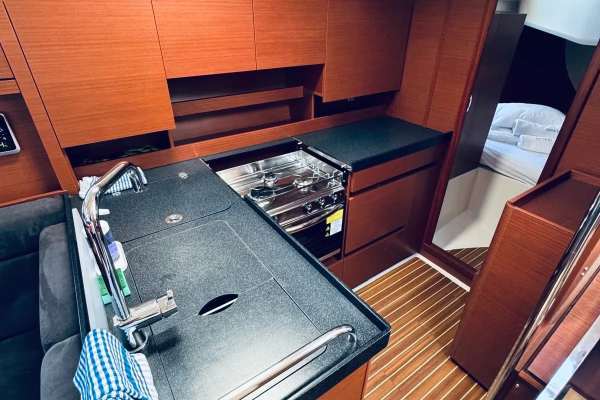 Galley of DELTA, a Hanse 458 sailboat at Novi Vinodolski, Croatia