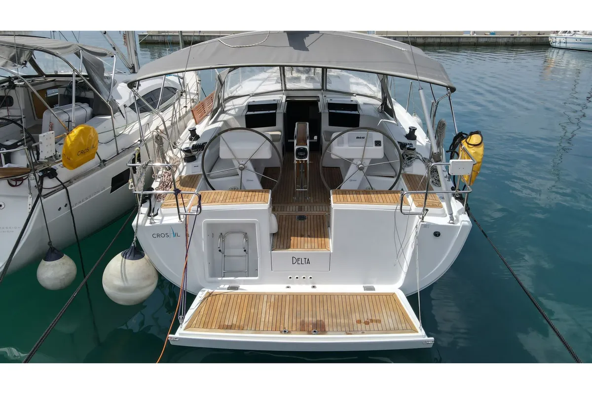 Exterior view of DELTA, a Hanse 458 sailboat at Novi Vinodolski, Croatia
