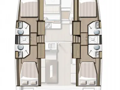 Floor plan of Movin' Up, a Bali 4.2 catamaran at Road Town, British Virgin Islands