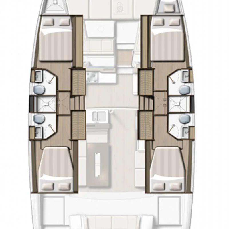 Floor plan of Movin' Up, a Bali 4.2 catamaran at Road Town, British Virgin Islands
