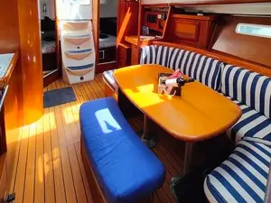 Salon of Crete, a Beneteau Oceanis 393 sailboat at Athens, Marina Delta Kallithea, Greece