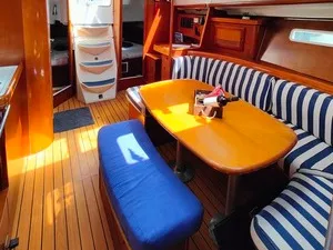 Salon of Crete, a Beneteau Oceanis 393 sailboat at Athens, Marina Delta Kallithea, Greece