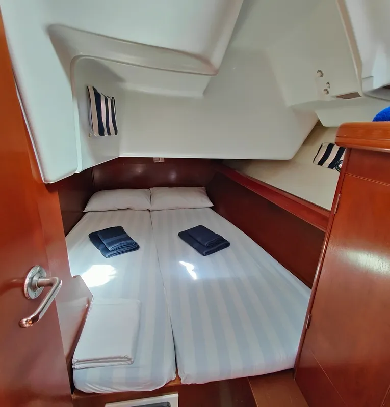 Cabin on Crete, a Beneteau Oceanis 393 sailboat at Athens, Marina Delta Kallithea, Greece
