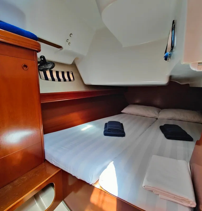 Cabin on Crete, a Beneteau Oceanis 393 sailboat at Athens, Marina Delta Kallithea, Greece