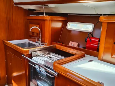 Galley of Crete, a Beneteau Oceanis 393 sailboat at Athens, Marina Delta Kallithea, Greece