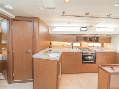 Galley of First Kiss, a Beneteau Oceanis 46.1 sailboat at Skradin, Croatia