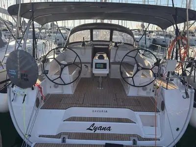 Cockpit of Lyana, a Bavaria Voyager 45 sailboat at Murter, Croatia