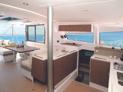 Salon of Ocean Dream, a Bali 4.1 catamaran at Grad Pula, Croatia