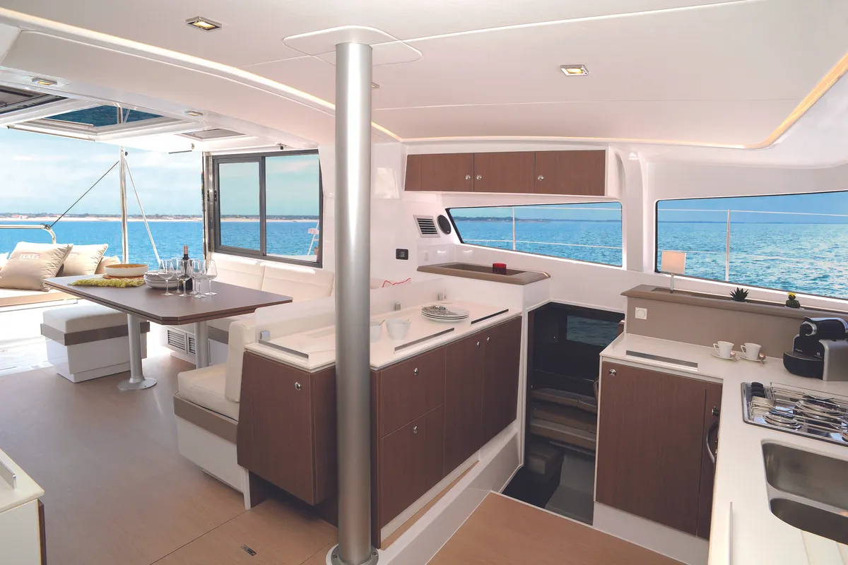 Salon of Ocean Dream, a Bali 4.1 catamaran at Grad Pula, Croatia