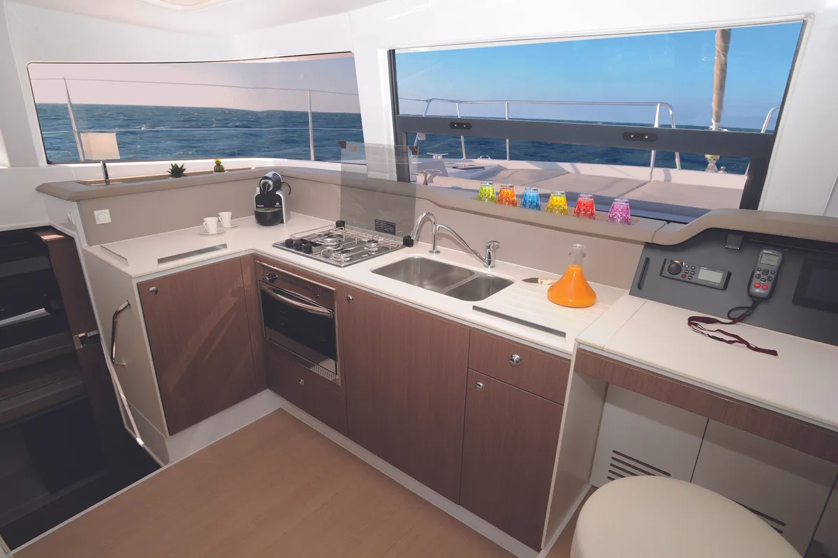 Galley of Ocean Dream, a Bali 4.1 catamaran at Grad Pula, Croatia