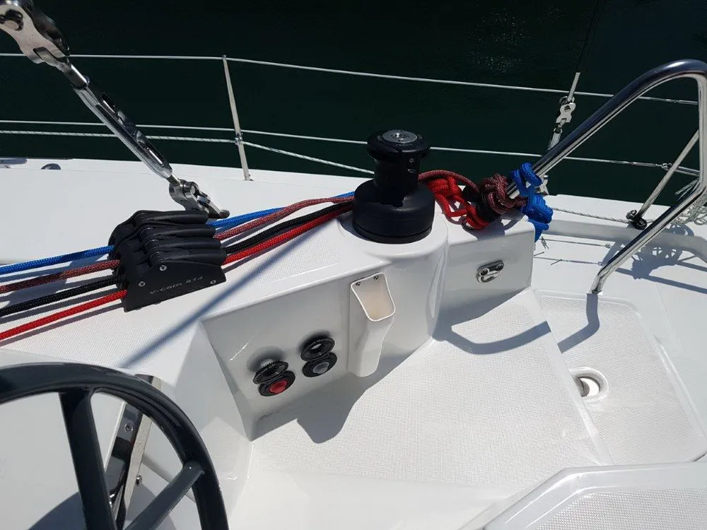 Cockpit of Ocean Dream, a Bali 4.1 catamaran at Grad Pula, Croatia