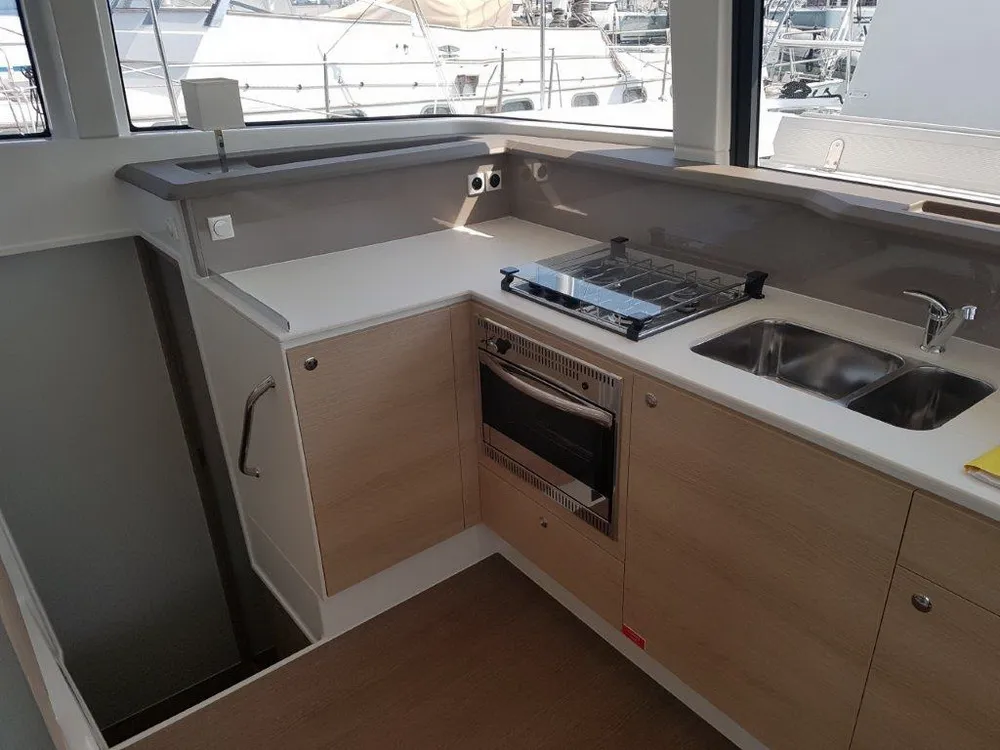 Galley of Ocean Dream, a Bali 4.1 catamaran at Grad Pula, Croatia
