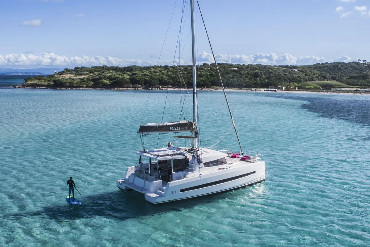 Exterior view of Ocean Dream, a Bali 4.1 catamaran at Grad Pula, Croatia