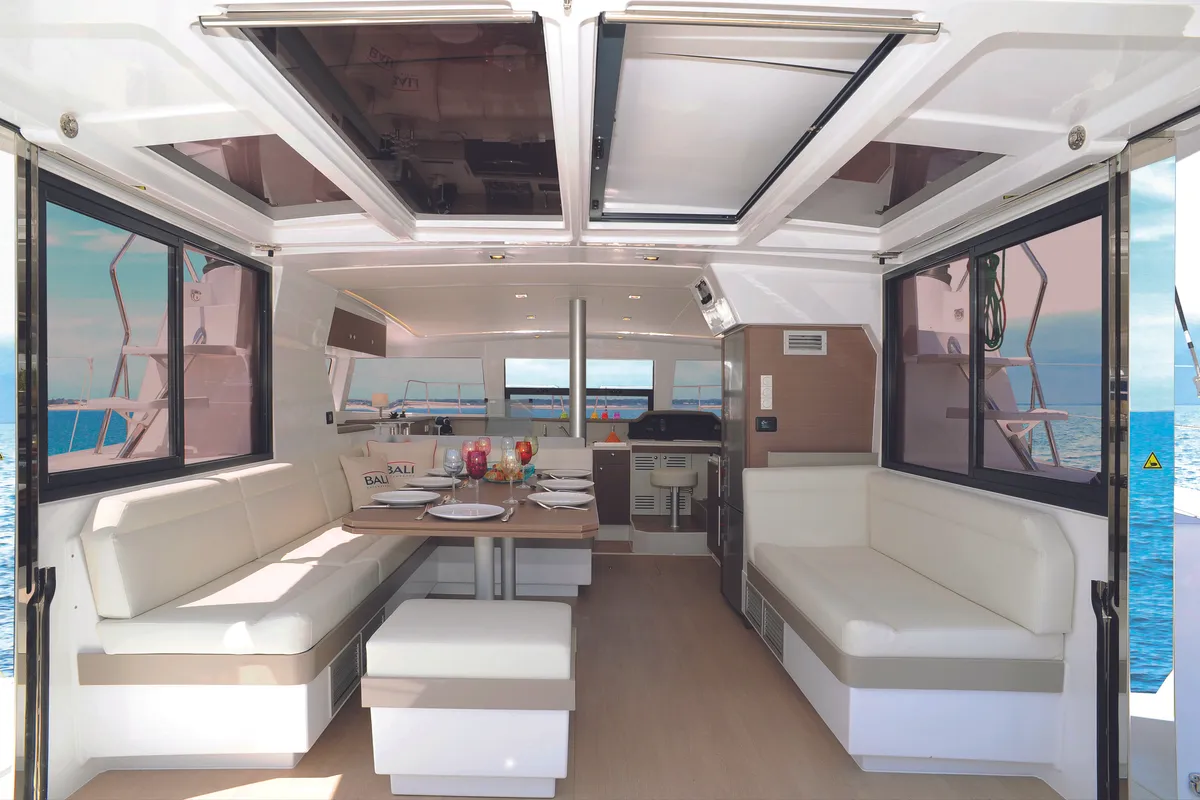 Salon of Ocean Dream, a Bali 4.1 catamaran at Grad Pula, Croatia