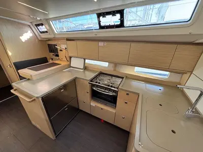 Galley of Princess Laura, a Bavaria C46 sailboat at Punat, Croatia