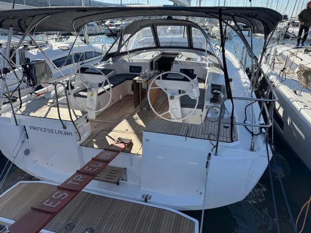 Cockpit of Princess Laura, a Bavaria C46 sailboat at Punat, Croatia