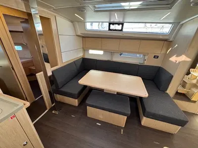 Salon of Princess Laura, a Bavaria C46 sailboat at Punat, Croatia