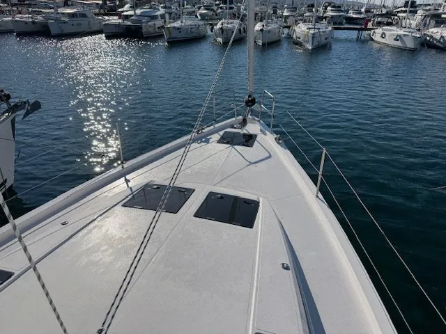 Deck of Princess Laura, a Bavaria C46 sailboat at Punat, Croatia