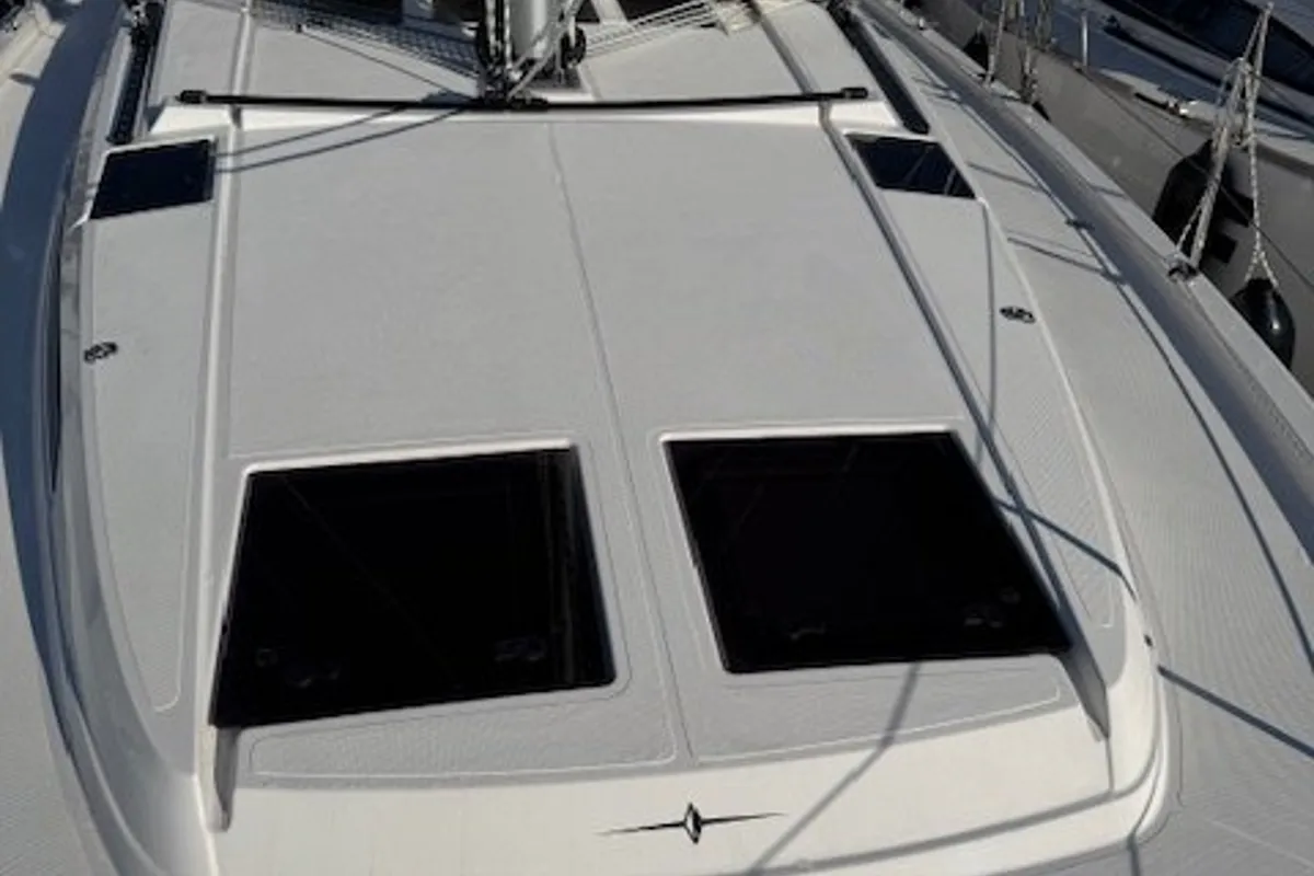 Deck of Princess Laura, a Bavaria C46 sailboat at Punat, Croatia