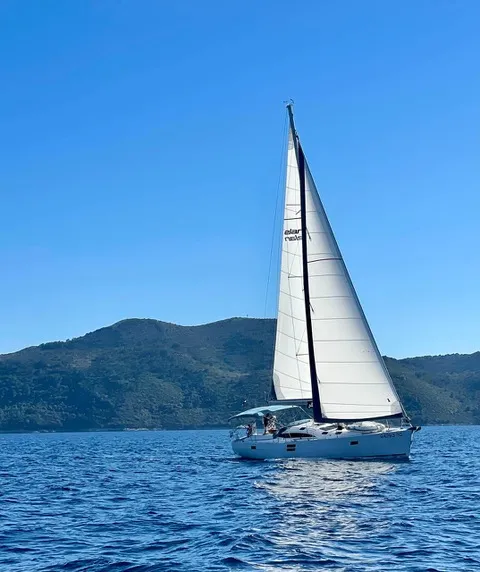 Exterior view of Timeless, a Elan Impression 50 sailboat at Slano, Croatia